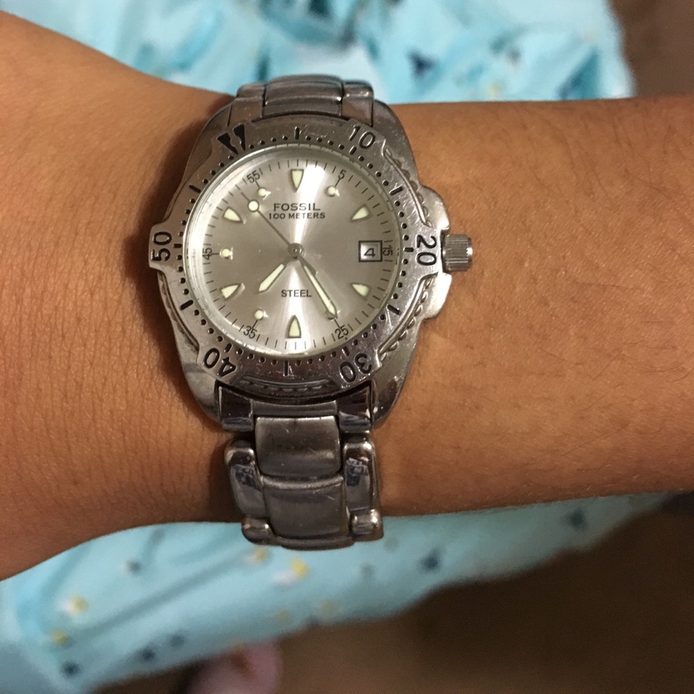 Silver Fossil Watch